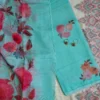 Turquoise Blue Floral Printed Kota Cotton Suit Set